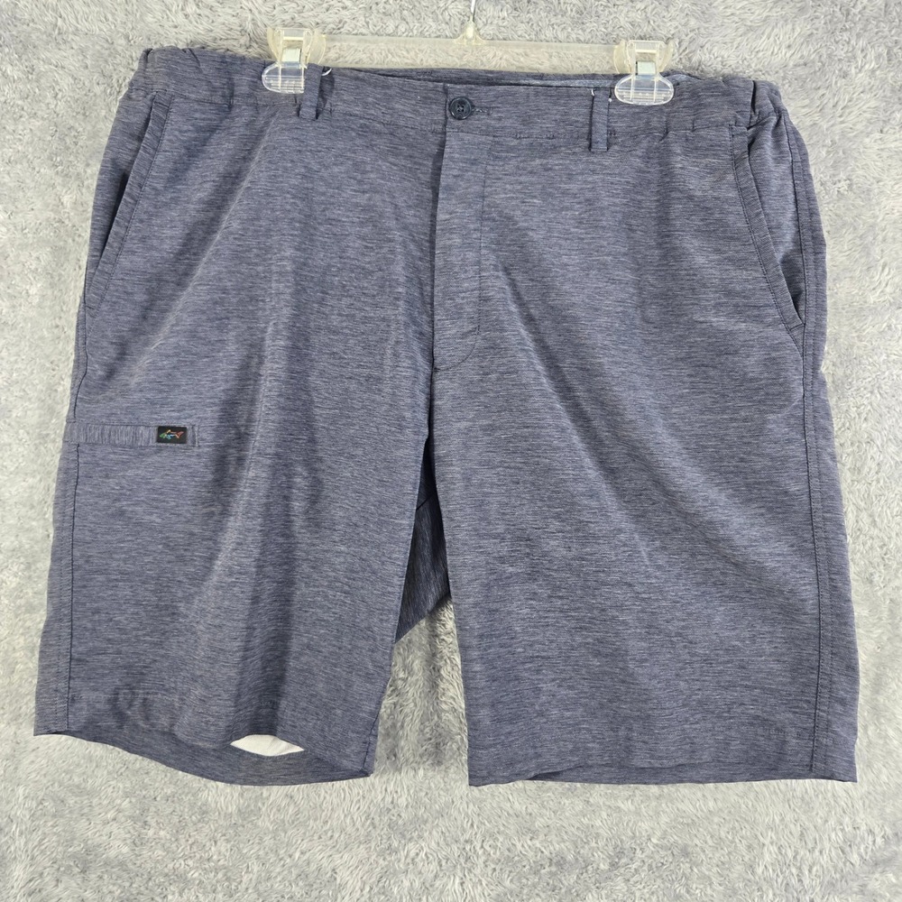 Greg Norman‎ Mens Blue Heathered Performance Golf Shorts Size 38 Elastic Waist